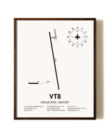Shelburne Airport aviation print in walnut frame