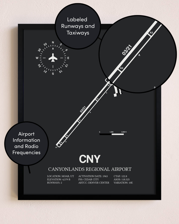Canyonlands Regional Airport poster size comparison chart