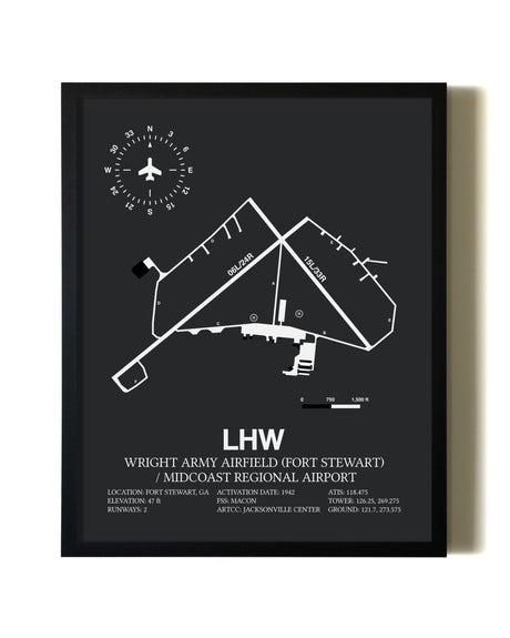 Unframed Wright Army Airfield (Fort Stewart) / Midcoast Regional Airport map print poster