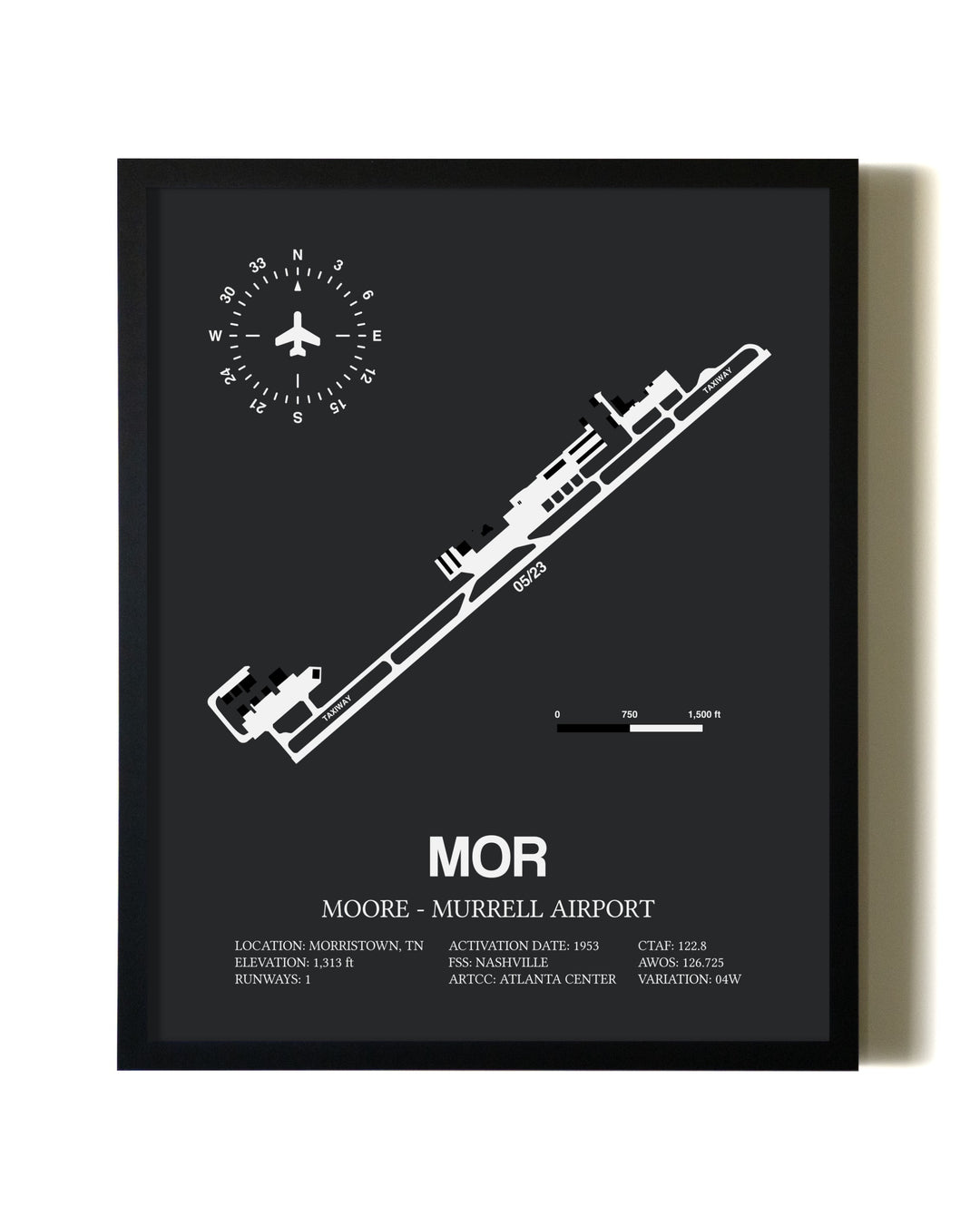 Unframed Moore-Murrell Airport map print poster