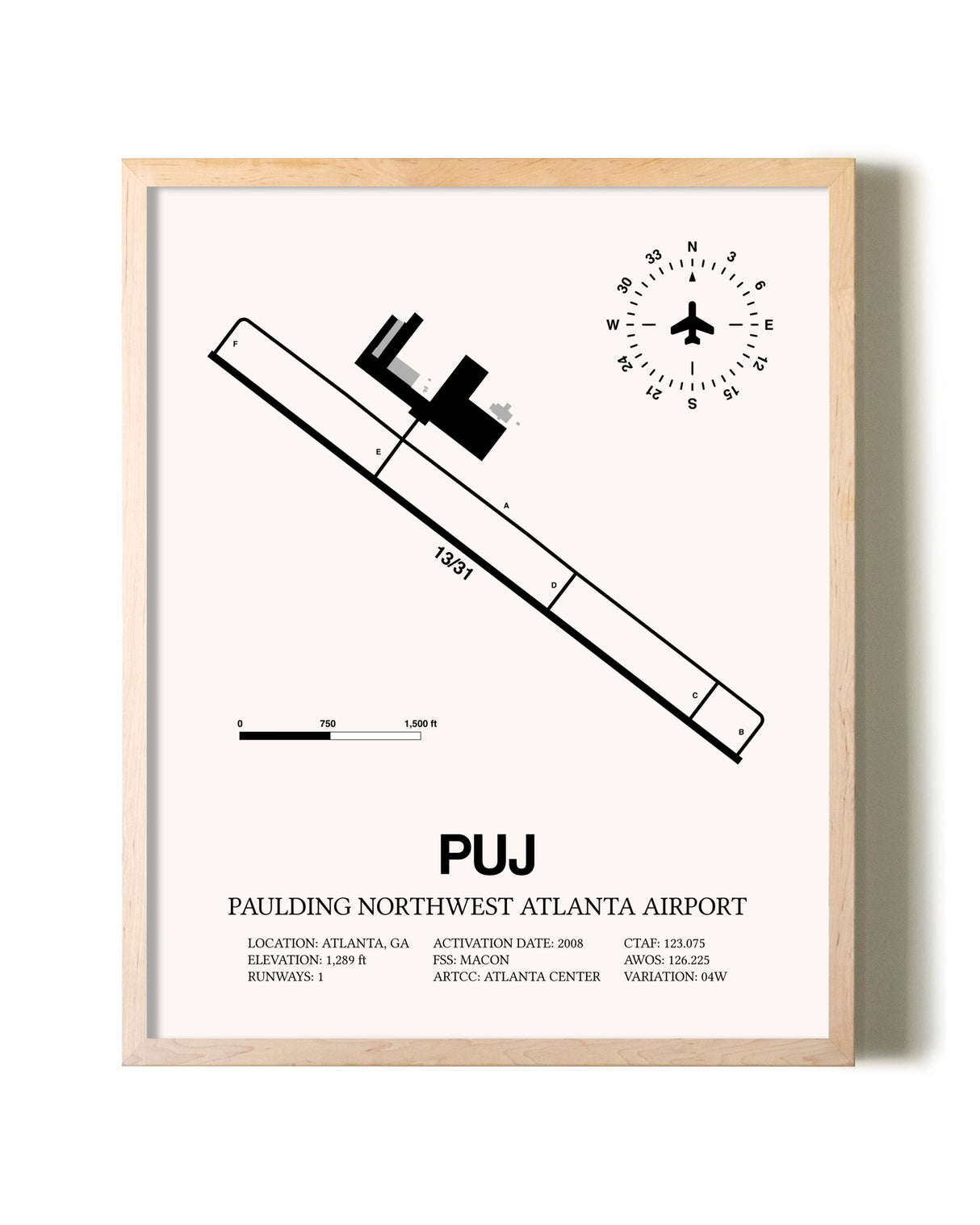 Paulding Northwest Atlanta Airport framed wall art in white frame
