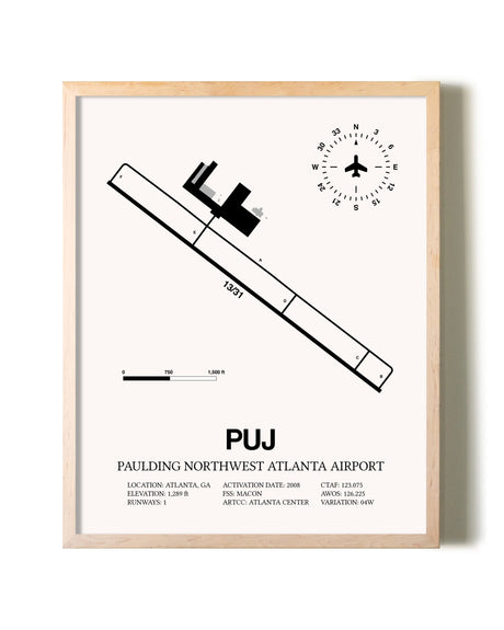 Paulding Northwest Atlanta Airport framed wall art in white frame