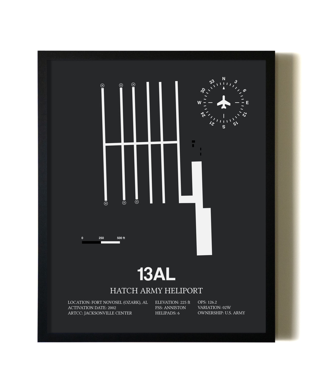 Unframed Hatch Army Heliport map print poster