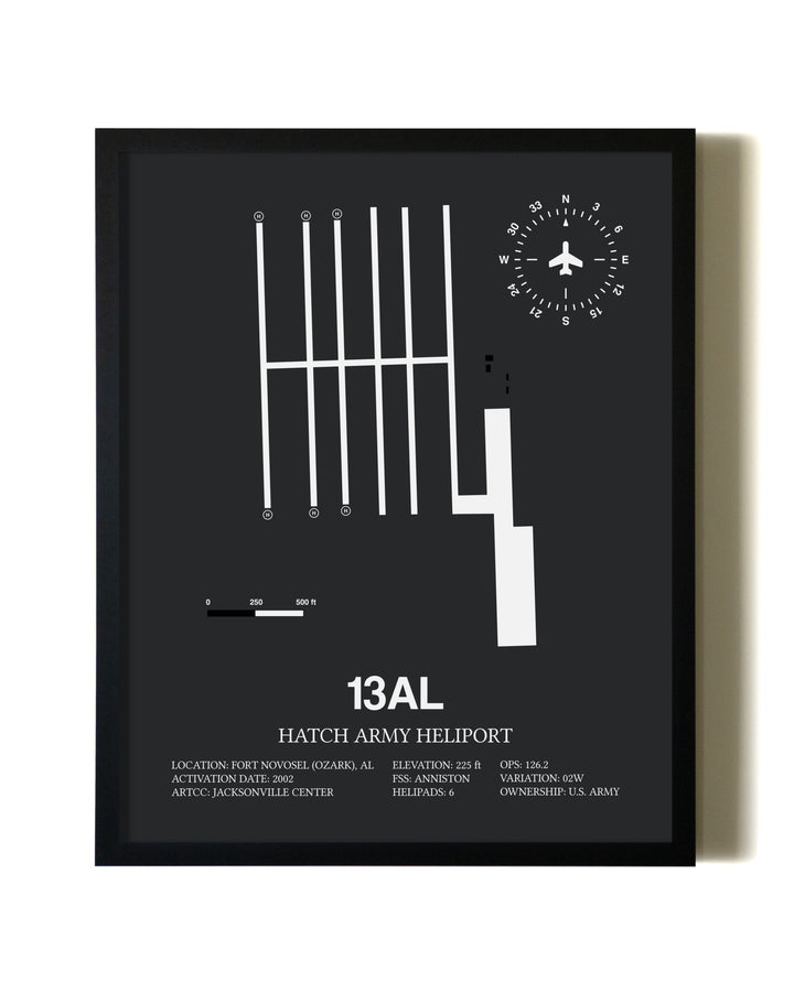 Unframed Hatch Army Heliport map print poster