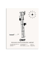 Gray William R. Pogue Municipal Airport framed poster displayed in an airplane hangar