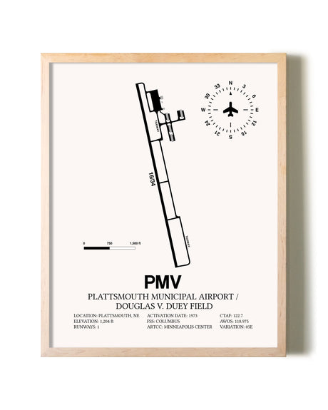 Plattsmouth Municipal Airport / Douglas V. Duey Field framed wall art in white frame
