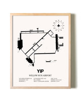 Willow Run Airport framed wall art in white frame