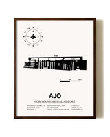 Corona Municipal Airport aviation print in walnut frame