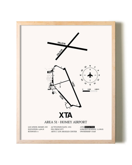 Homey Airport - Area 51 framed wall art in white frame