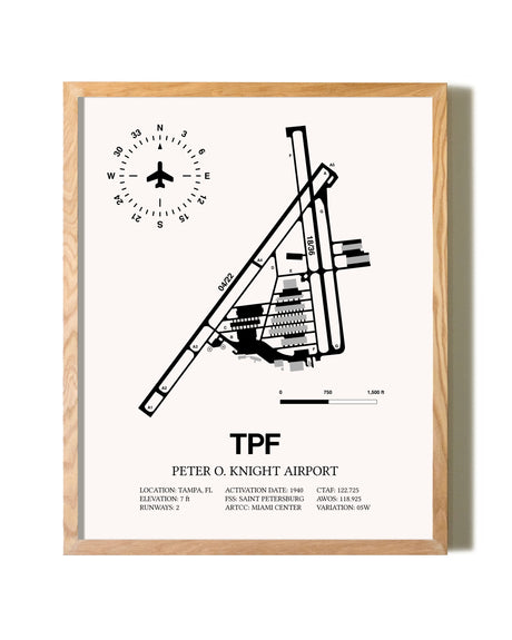Peter O. Knight Airport framed print in natural wood frame