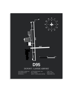 Gray Framed Dupont / Lapeer Airport layout wall art poster