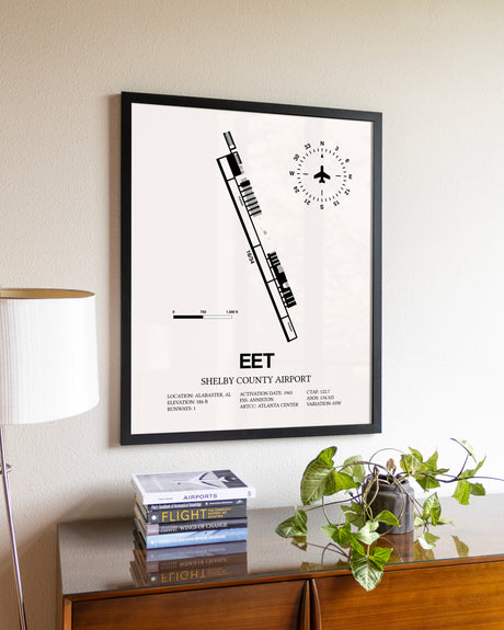 Shelby County Airport aviation wall décor in black wood frame