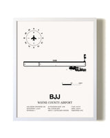 Wayne County Airport airport map poster in oak frame