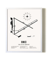 Decatur Airport airport map poster in oak frame