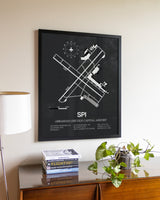 Gray Framed Abraham Lincoln Capital Airport wall art poster in black frame