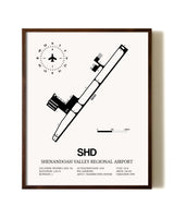 Shenandoah Valley Regional Airport aviation print in walnut frame