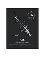 Gray Framed Lake Norman Airpark layout wall art poster