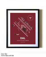 Dallas Love Field Airport aviation wall décor in black wood frame