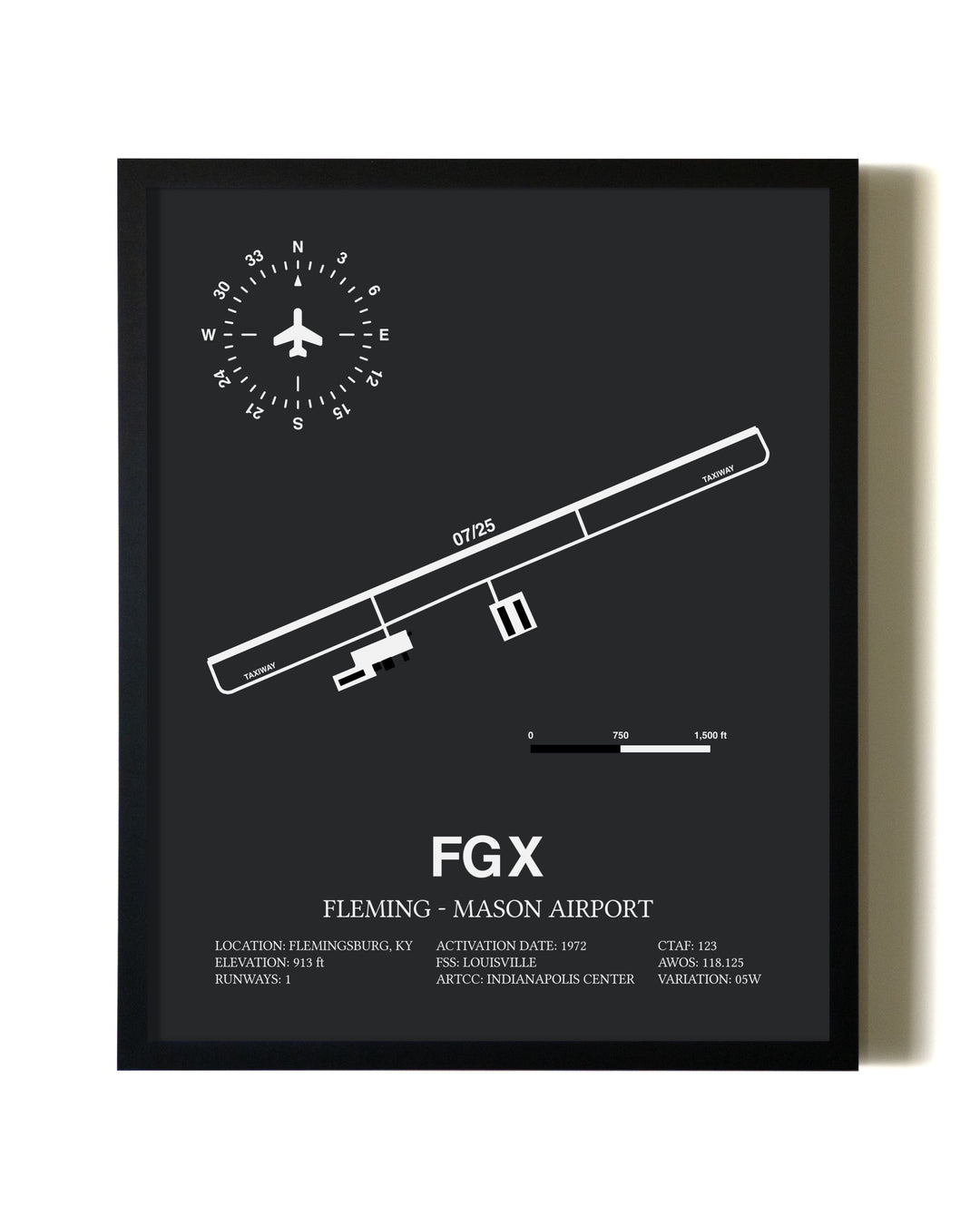 Unframed Fleming-Mason Airport map print poster