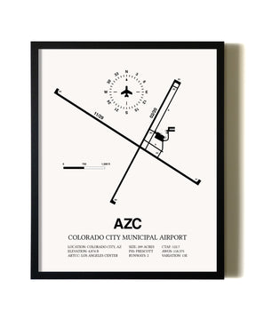 Framed Colorado City Municipal Airport wall art poster in black frame