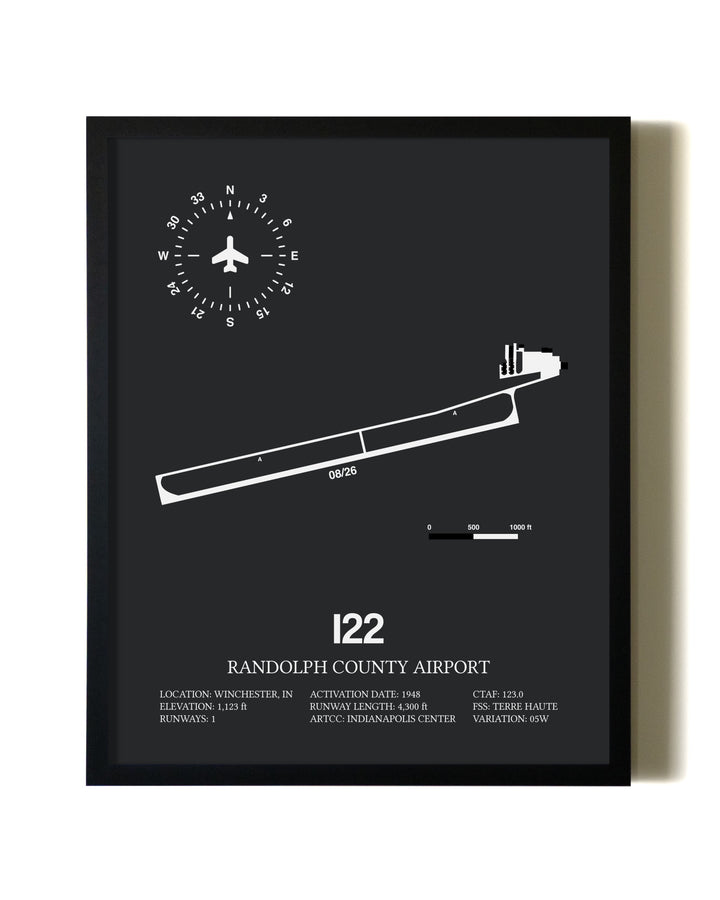 Unframed Randolph County Airport map print poster