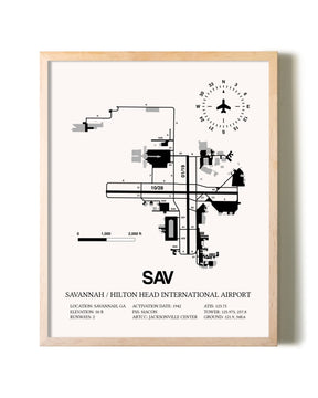 Savannah / Hilton Head International Airport framed wall art in white frame