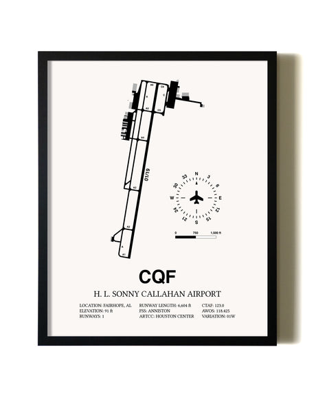 Framed H. L. Sonny Callahan Airport wall art poster in black frame