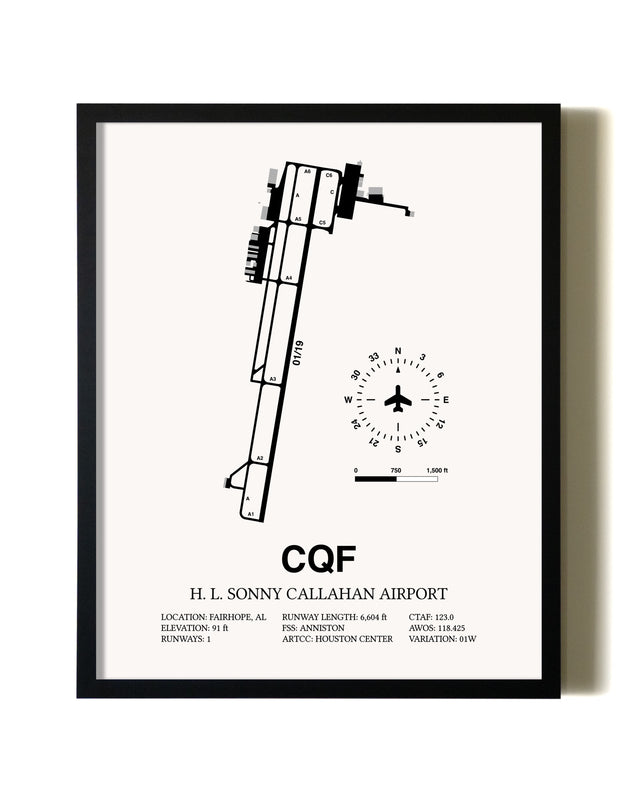 Framed H. L. Sonny Callahan Airport wall art poster in black frame