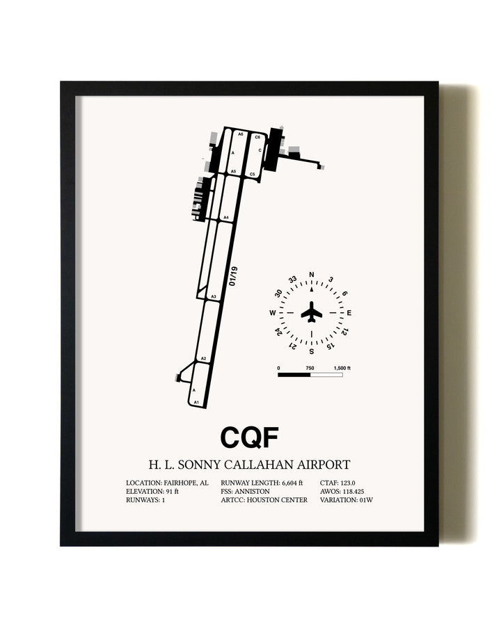 Framed H. L. Sonny Callahan Airport wall art poster in black frame