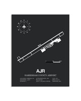 Gray Framed Habersham County Airport layout wall art poster