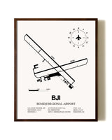 Bemidji Regional Airport aviation print in walnut frame