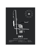 Gray Framed Harford County Airport layout wall art poster