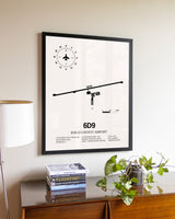 Iosco County Airport aviation wall décor in black wood frame