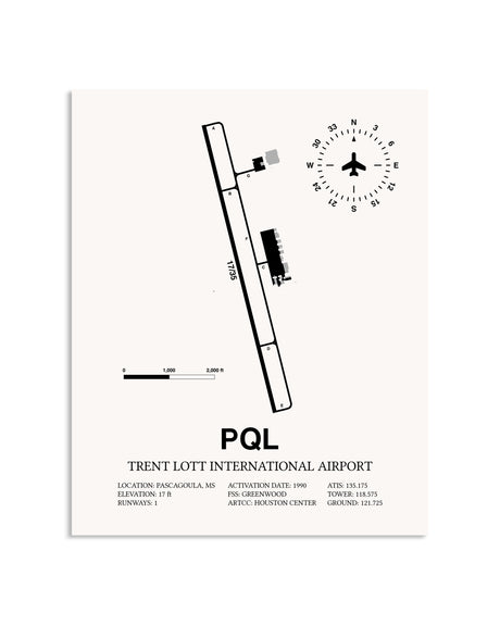 Gray Trent Lott International Airport framed poster displayed in an airplane hangar
