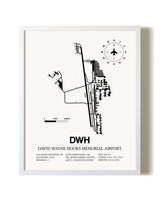 David Wayne Hooks Memorial Airport airport map poster in oak frame