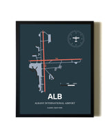 Slate Framed Albany International Airport wall art poster in black frame