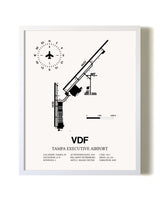 Tampa Executive Airport airport map poster in oak frame