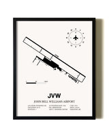 Framed John Bell Williams Airport wall art poster in black frame