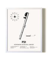 Winnsboro Municipal Airport airport map poster in oak frame