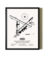 Framed Deland Municipal Airport-Sidney H Taylor Field wall art poster in black frame