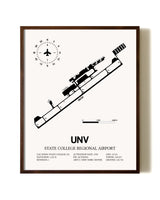 State College Regional Airport aviation print in walnut frame