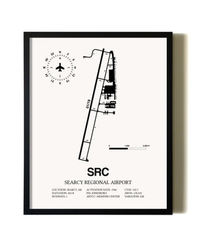 Framed Searcy Regional Airport wall art poster in black frame