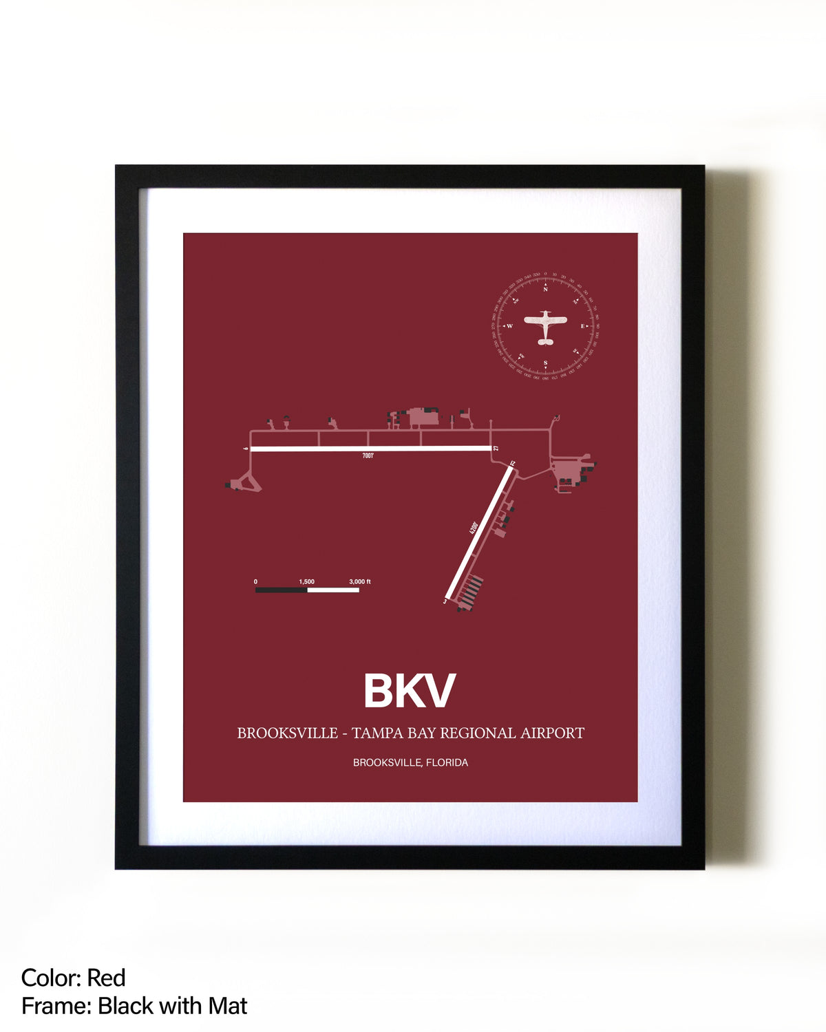 Brooksville-Tampa Bay Regional Airport aviation wall décor in black wood frame