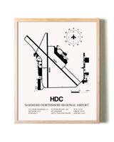 Hammond Northshore Regional Airport framed wall art in white frame