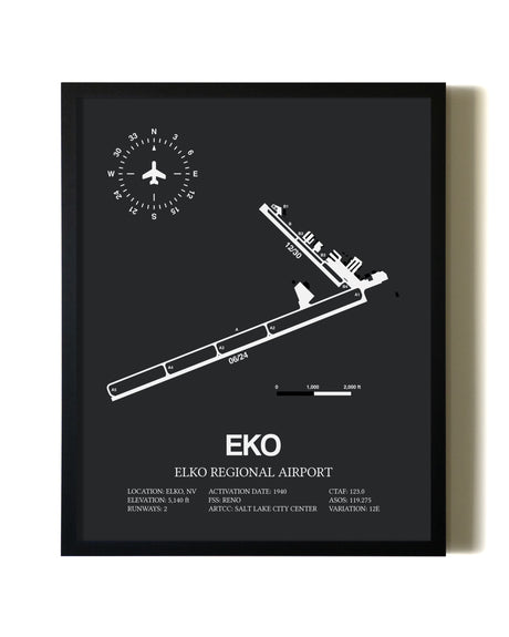 Unframed Elko Regional Airport map print poster