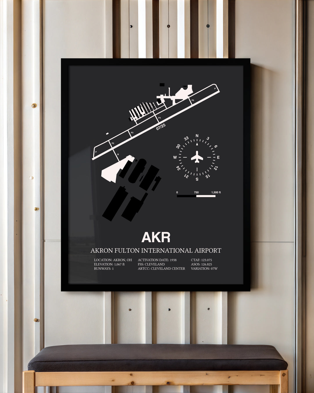 Frame color options for Akron Fulton International Airport Wall Art