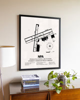 Pensacola Naval Air Station (Forrest Sherman Field) Airport aviation wall décor in black wood frame