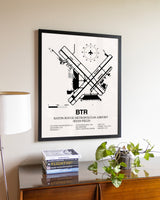 Baton Rouge Metropolitan Airport (Ryan Field) aviation wall décor in black wood frame