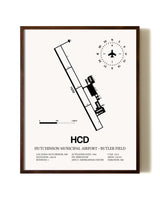 Hutchinson Municipal Airport-Butler Field aviation print in walnut frame
