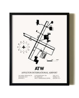 Framed Appleton International Airport wall art poster in black frame